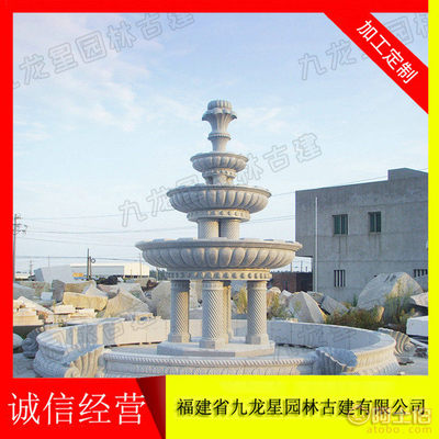 景观石雕喷泉与石雕水钵 打造自然与艺术交融的假山景观